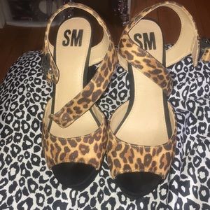 Leopard print block heels
